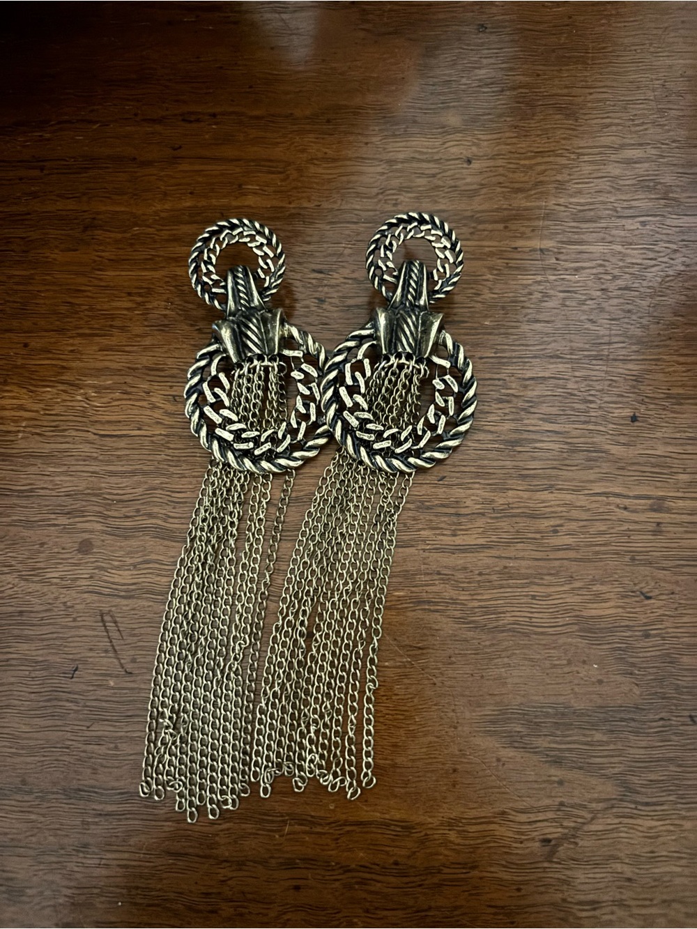 ⭐️Gold-Tone Braided Circle Fringe Drop Earrings
